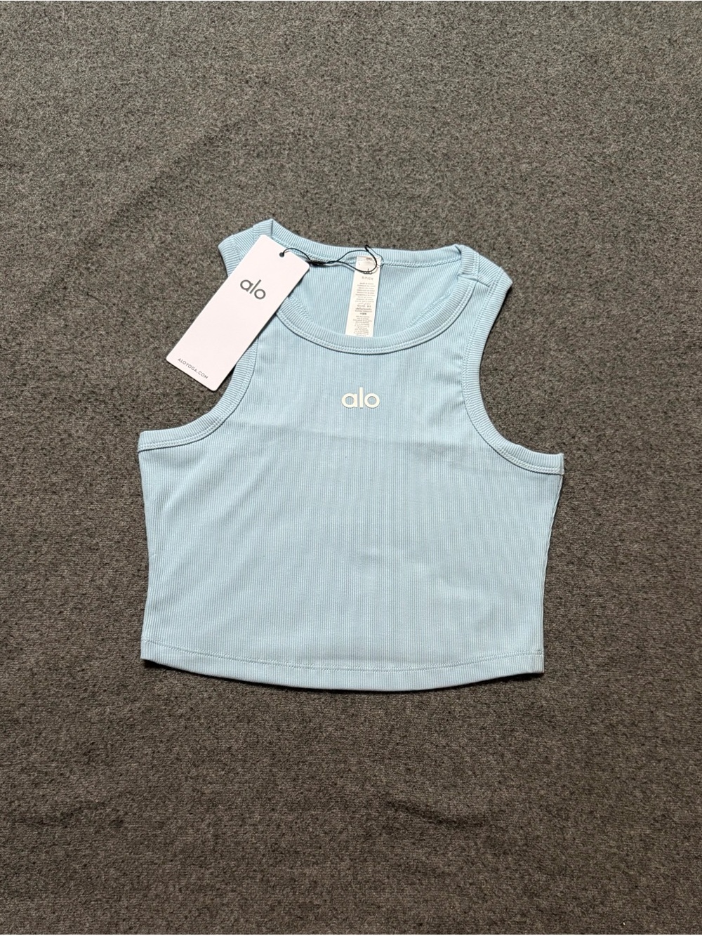 ALO Yoga Light Blue Ribbed Cropped Tank Top